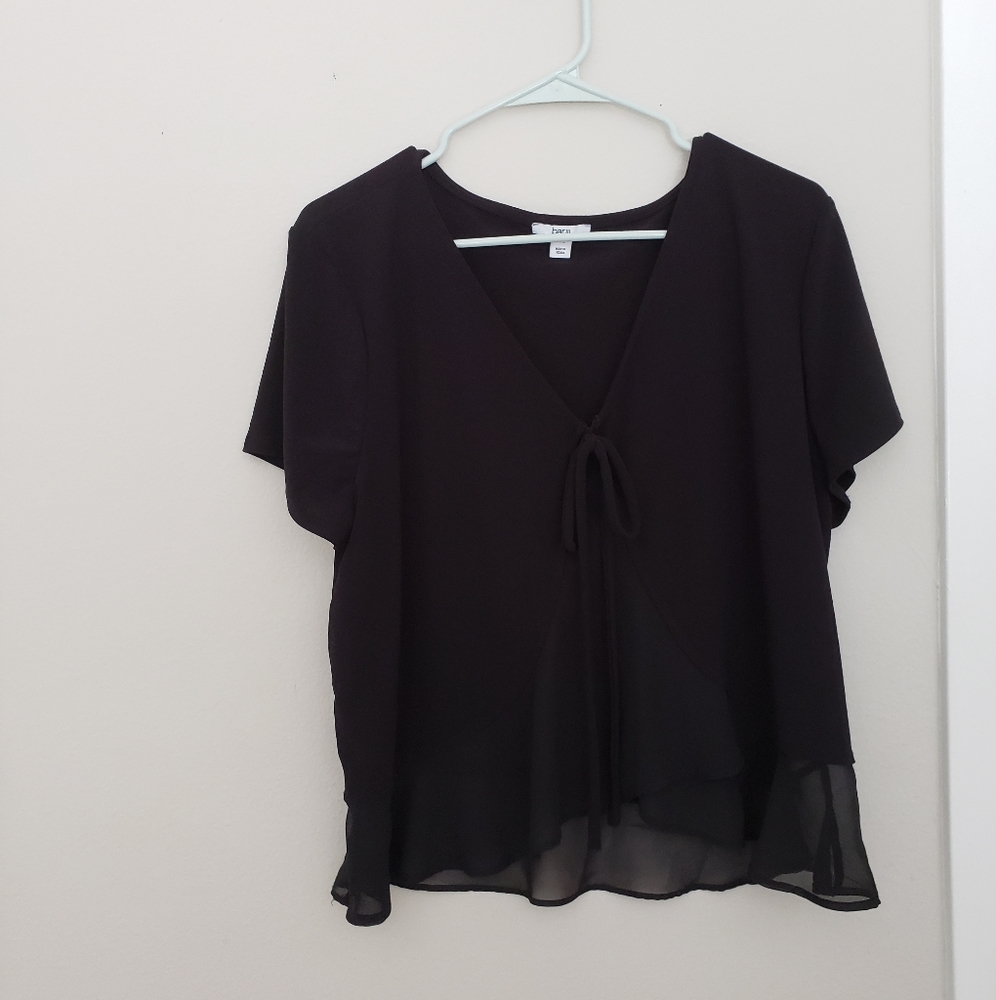 Bar III Black Chiffon Detail Blouse
